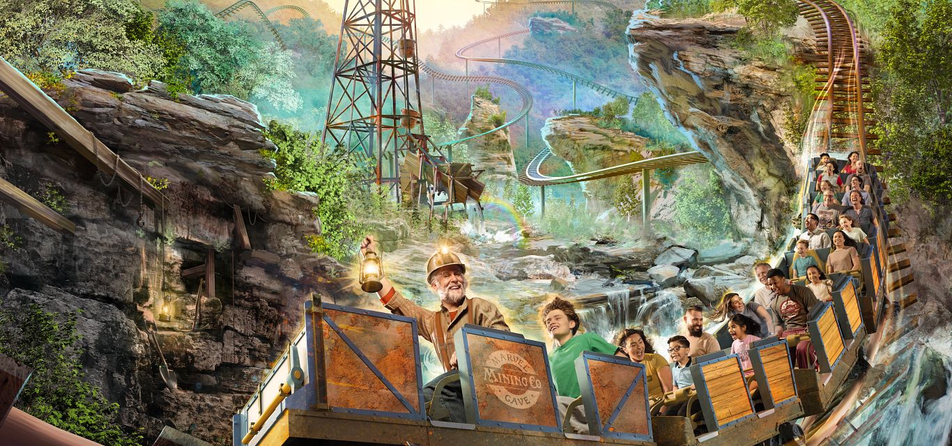 A rendering of Miner's Mountain Express, opening at Silver Dollar City in spring 2027. (Courtesy Silver Dollar City)