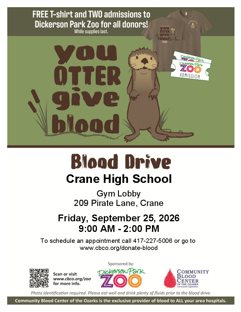 Crane HS Blood Drive Flyer